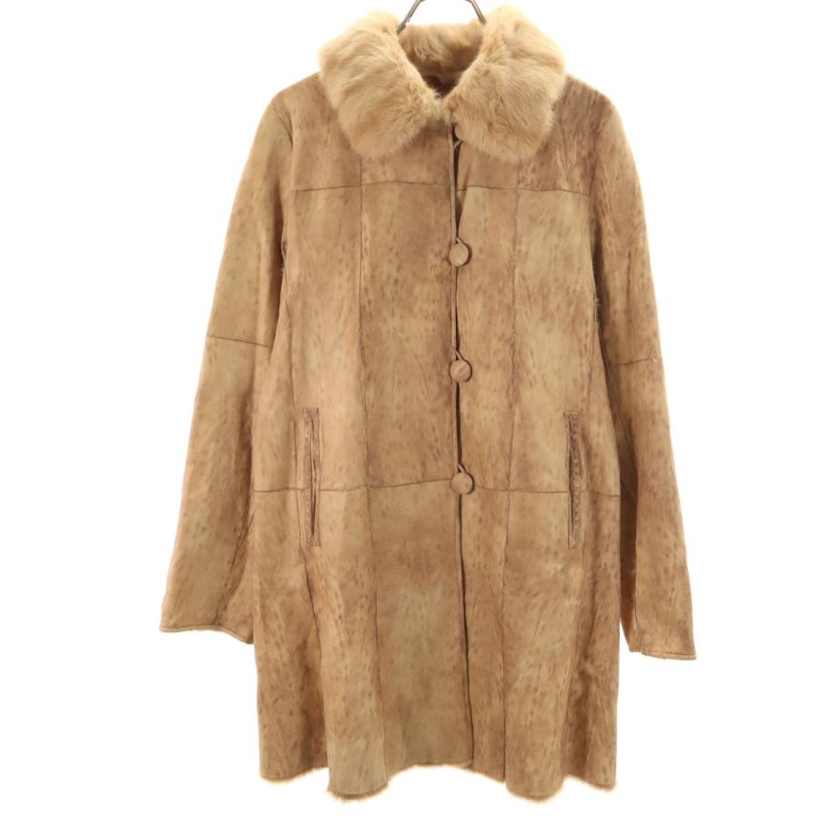 美品　クチュールエンバ レザー毛皮コート Couture Emba クチュールエンバ 毛皮コート ベージュ レディース 古着