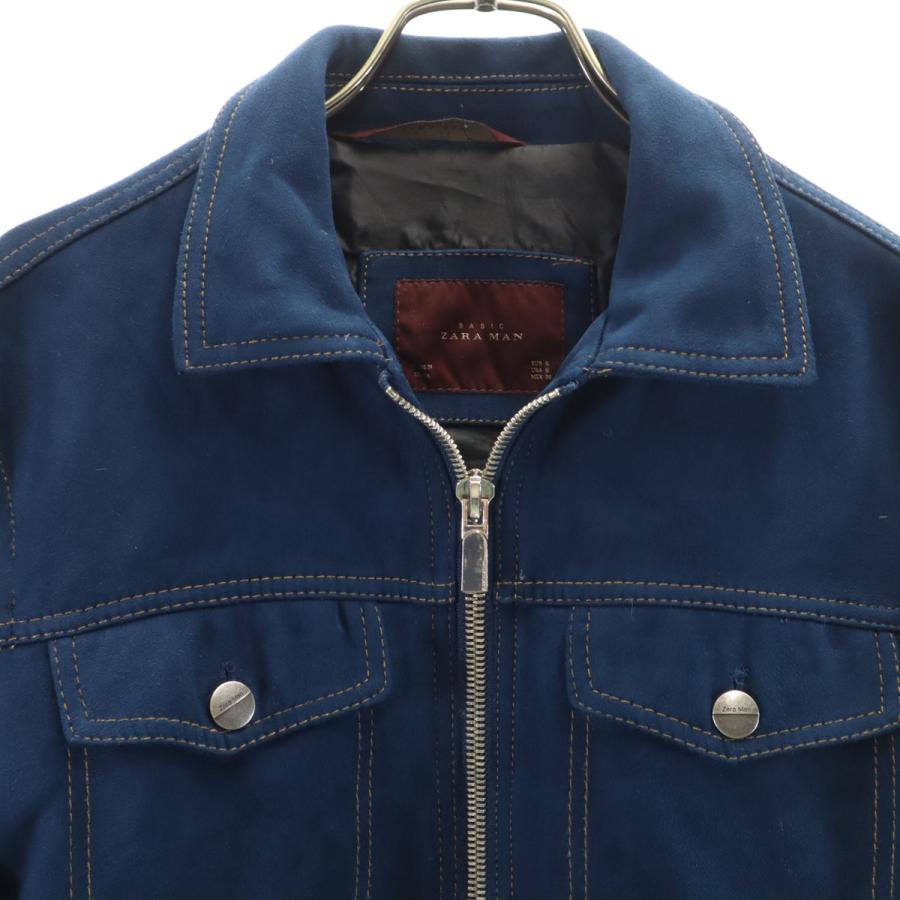 ZARA MAN ザラ フェイク スエード レザー ジャケット ブルー ZARA MAN ザラマン フェイクスエード ジャケット S ネイビー メンズ