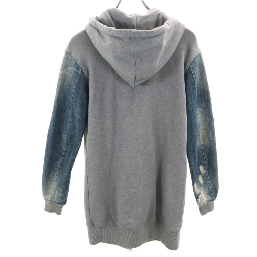古着 DIESEL ディーゼル 長袖 デニム切替 ジップパーカー S グレー レディース DIESEL（ディーゼル） 長袖 デニム切替 ジップパーカー S グレー