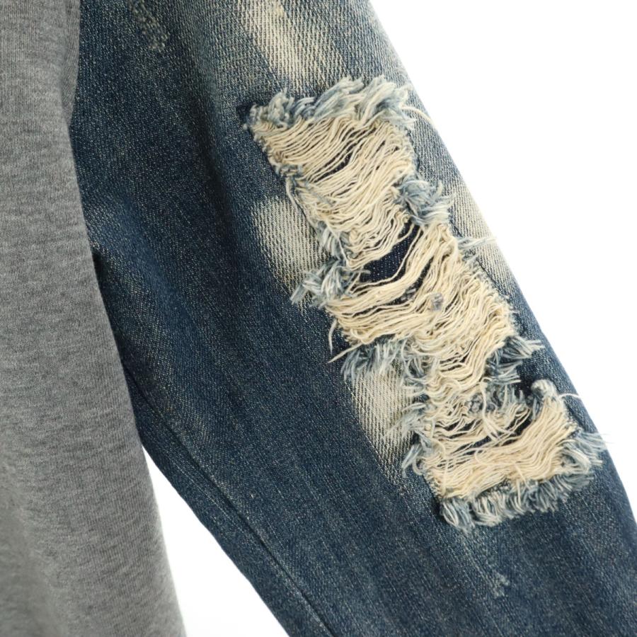 古着 DIESEL ディーゼル 長袖 デニム切替 ジップパーカー S グレー レディース DIESEL（ディーゼル） 長袖 デニム切替 ジップパーカー S グレー