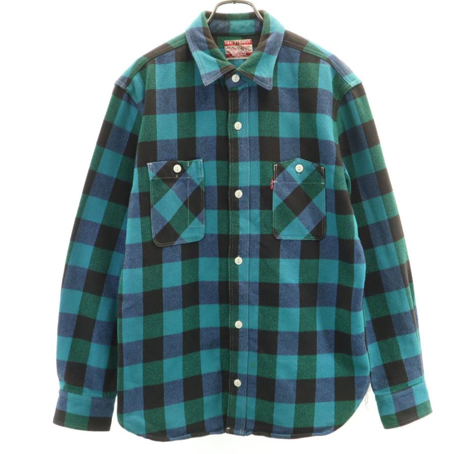 Levi's（リーバイス） ギンガムチェック柄 長袖 ネルシャツ L グリーン