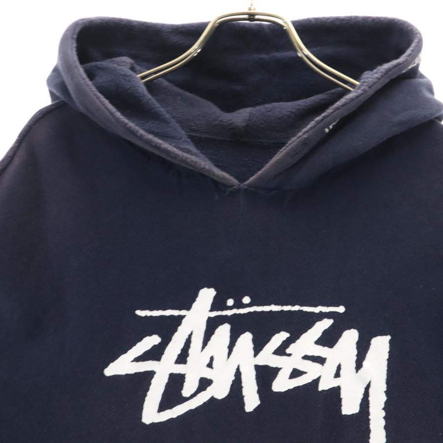 STUSSY（ステューシー） 半袖 パーカー ネイビー 裏起毛 レディース