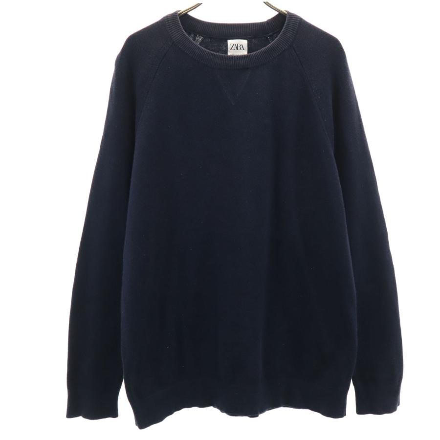 ZARA（ザラ） 長袖 スウェットライク セーター M ネイビー ニット 