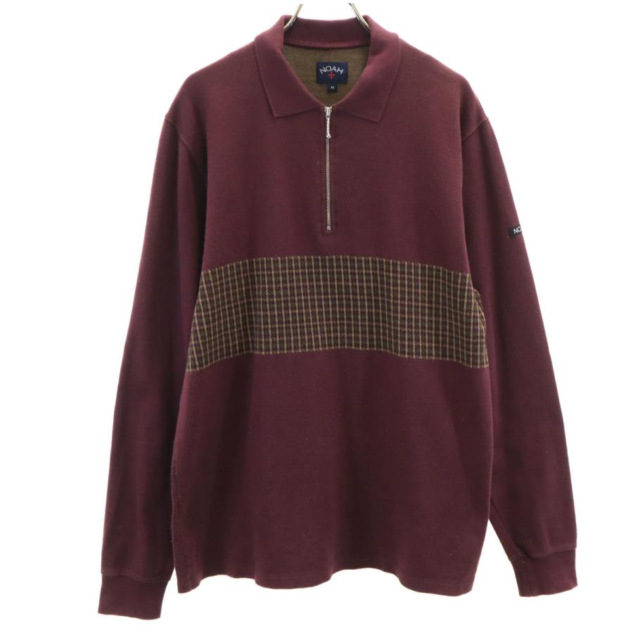 N.O.A（ノア） 長袖 ハーフジップ ポロシャツ M ボルドー系 メンズ 