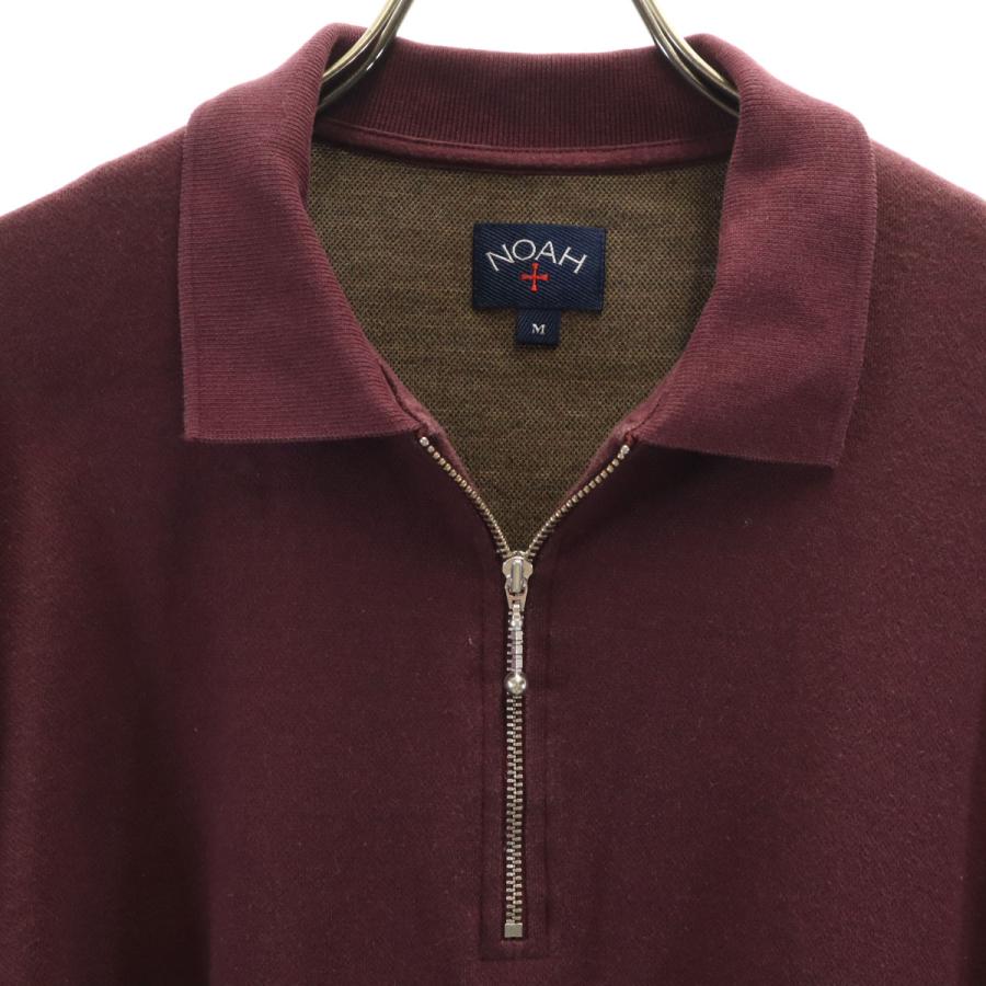 N.O.A（ノア） 長袖 ハーフジップ ポロシャツ M ボルドー系 メンズ 