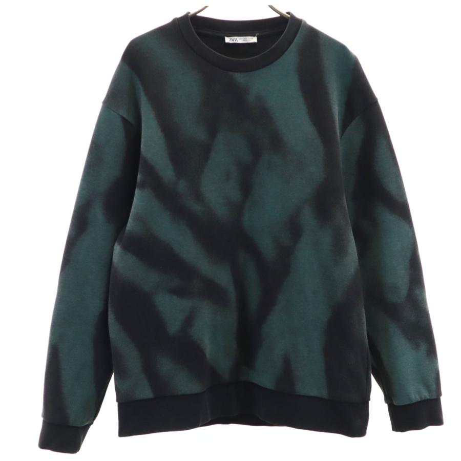 ZARA - ザラ ZARA スウェット トレーナー 長袖 ストレッチ レーヨン M ZARA（ザラ） 長袖 トレーナー S グリーン系 スウェット メンズ 古着