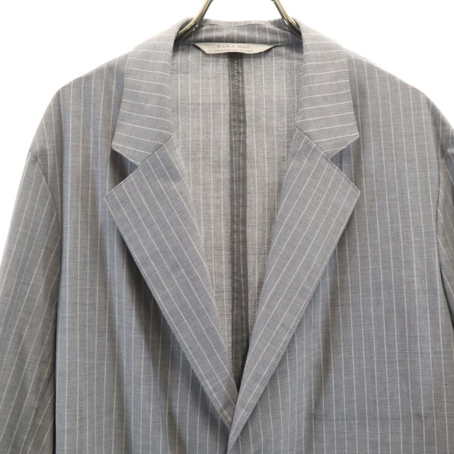 未使用 ZARA MAN ザラマン ストライプ柄 チェスターコート M グレー