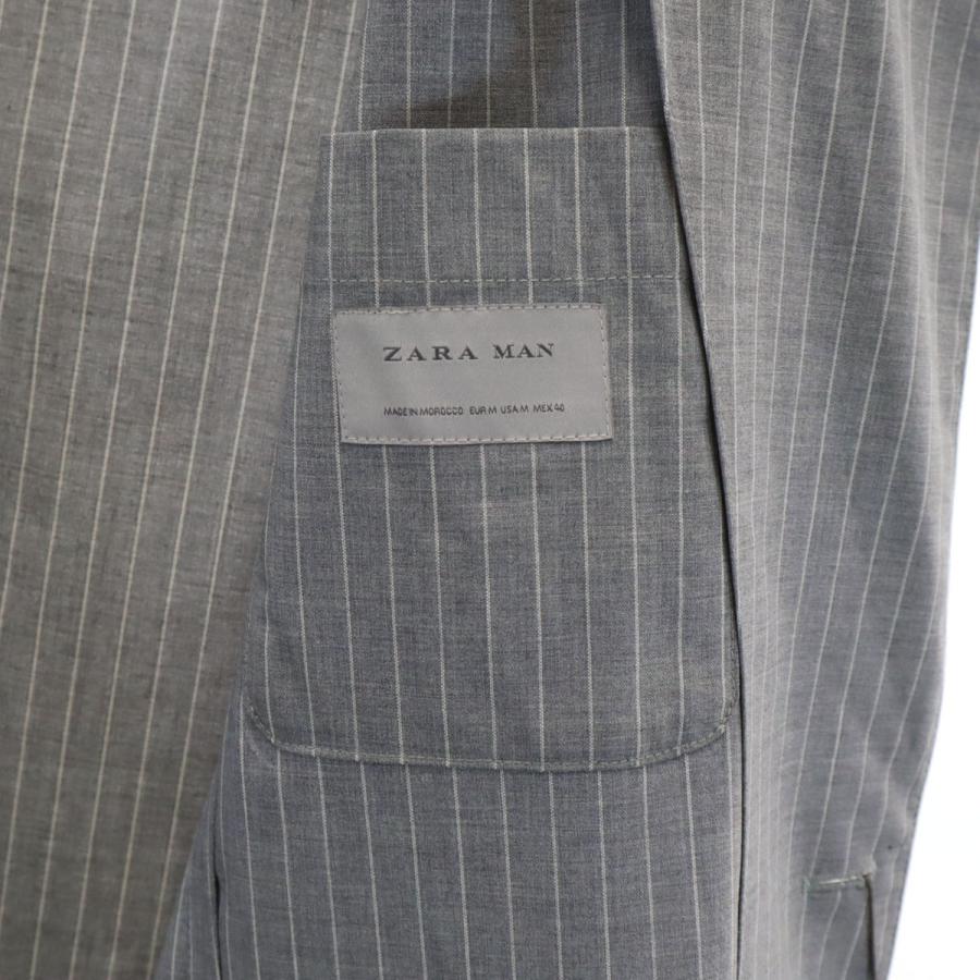 未使用 ZARA MAN ザラマン ストライプ柄 チェスターコート M グレー