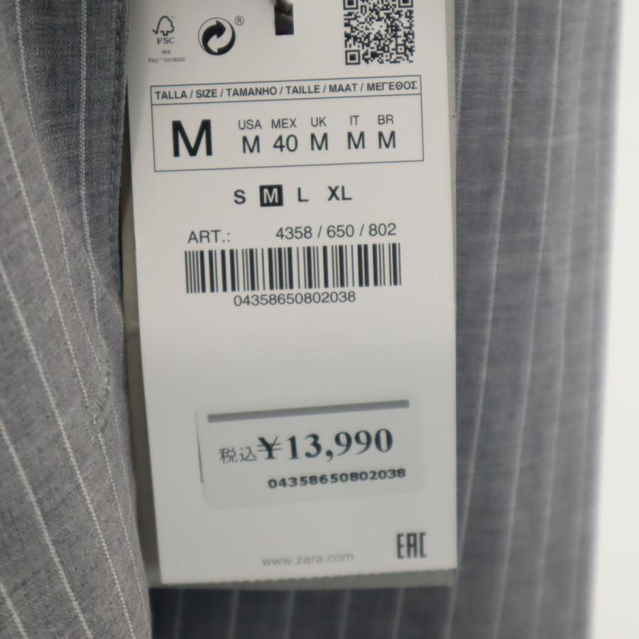 未使用 ZARA MAN ザラマン ストライプ柄 チェスターコート M グレー