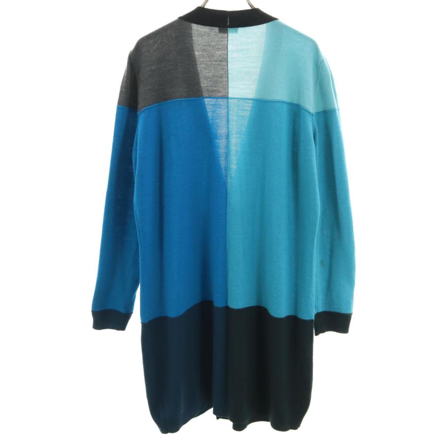 Akris 長袖ロングカーディガン Akris（アクリス） 長袖 Vネック ロング ニットカーディガン 10 水色