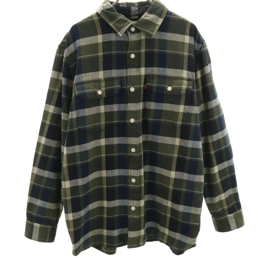 値下げ リーバイス Levi’s 山ポケ マチ チェック ネル フランネルシャツ Levi's（リーバイス） チェック柄 長袖 ネルシャツ S カーキ メンズ