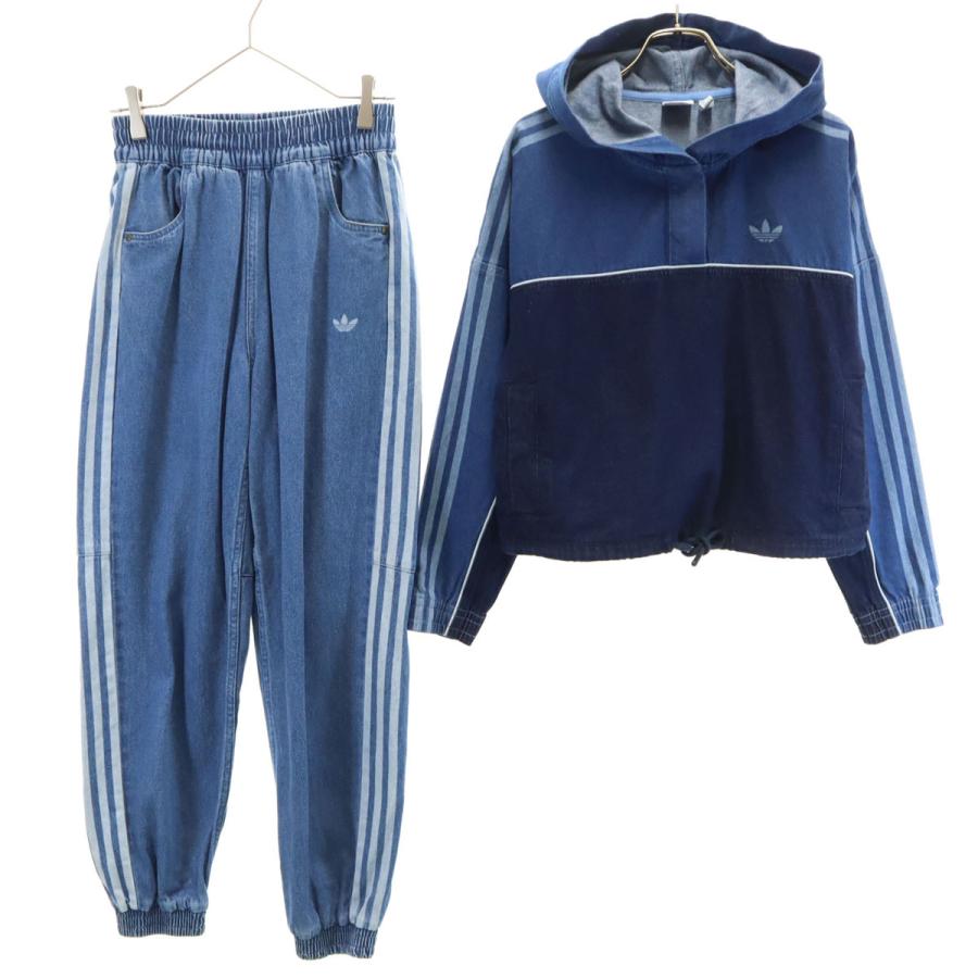 希少adidas neo メンズ セットアップ 美品 adidas NEO アディダスネオ トレフォイルロゴ 長袖 デニム ハーフ