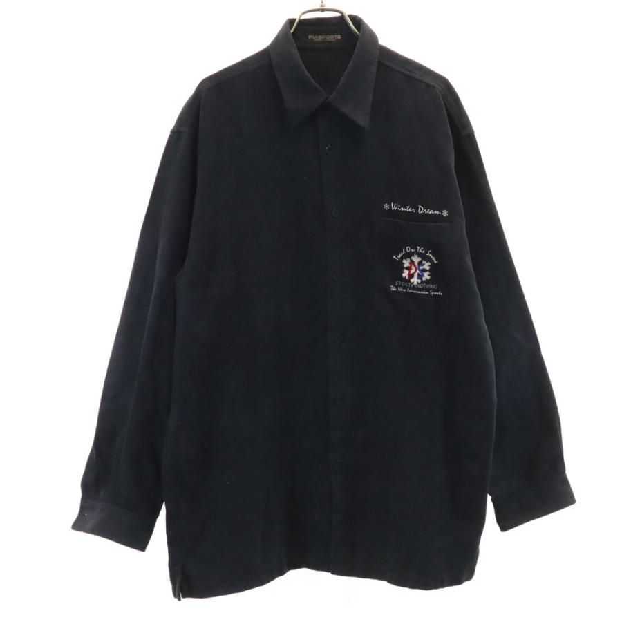 P*n様 Sportman 長袖シャツ ヴィンテージ ピアスポーツ（PIA SPORTS） 長袖 シャツ 4 ブラック メンズ 古着 中古