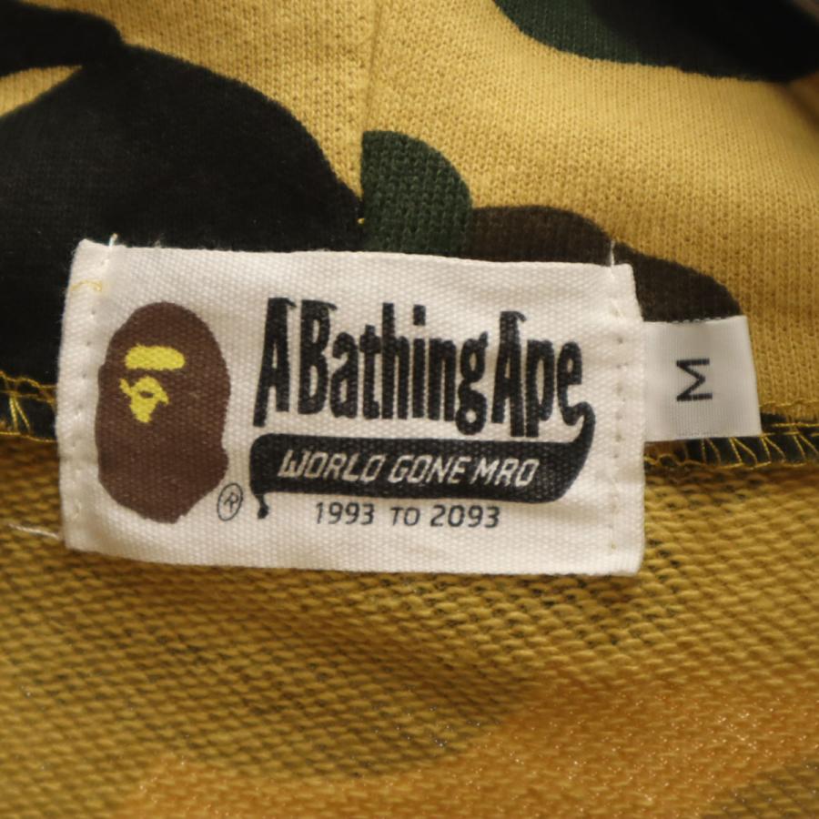 A BATHING APE アベイシングエイプ 日本製 カモフラ柄 長袖 スウェット シャーク ジップパーカー M キャメル 迷彩 メンズ 古着 中古の画像
