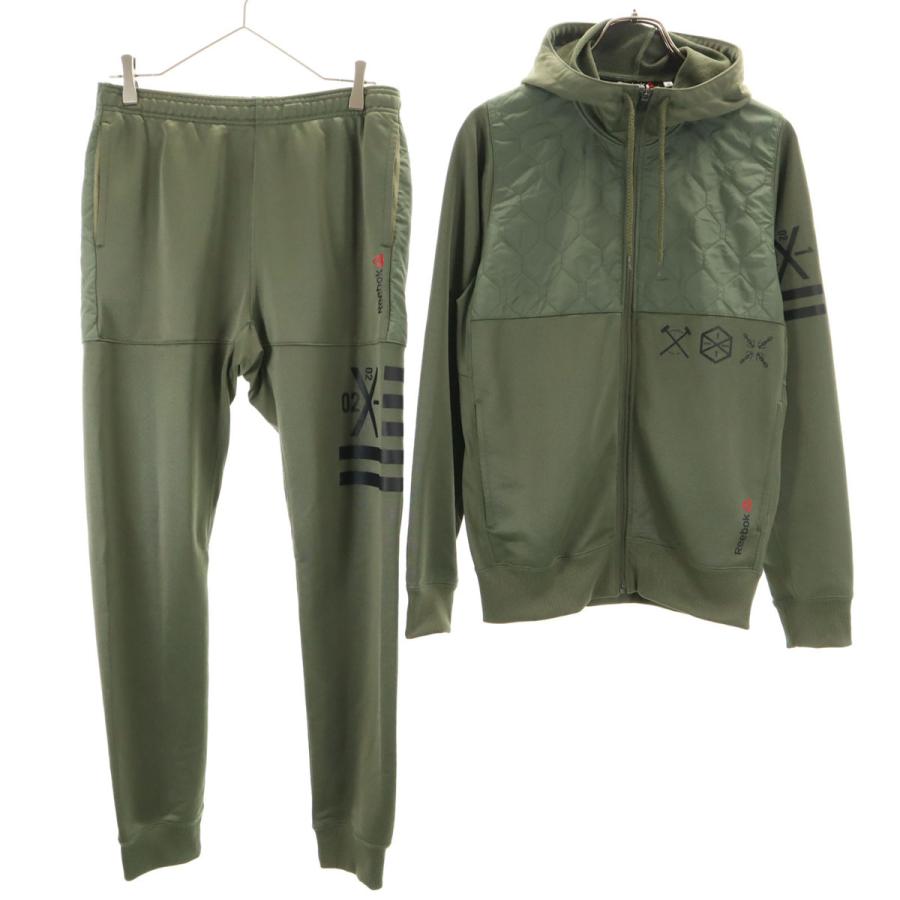 finetrack オリーブ ジップ付き長袖上下セット Reebok（リーボック） 長袖 ジップパーカー 上下セットアップ M