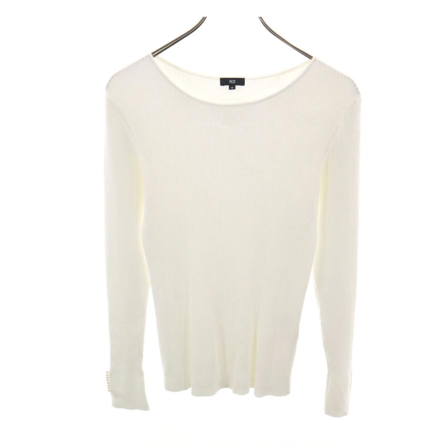 PLST（プラステ） 長袖 リブ ニット M ホワイト レディース 古着 中古 