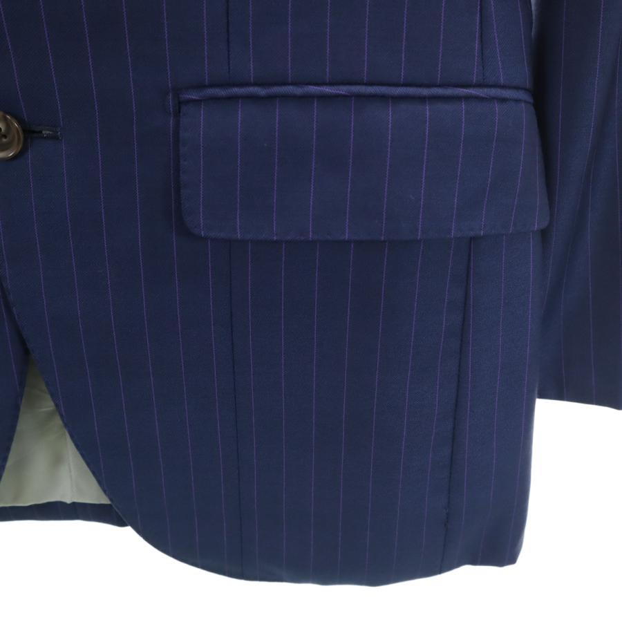 古着 DORMEUIL ドーメル ウール ストライプ柄 テーラードジャケット ネイビー メンズ DORMEUIL ドーメル ウール ストライプ柄 テーラードジャケット