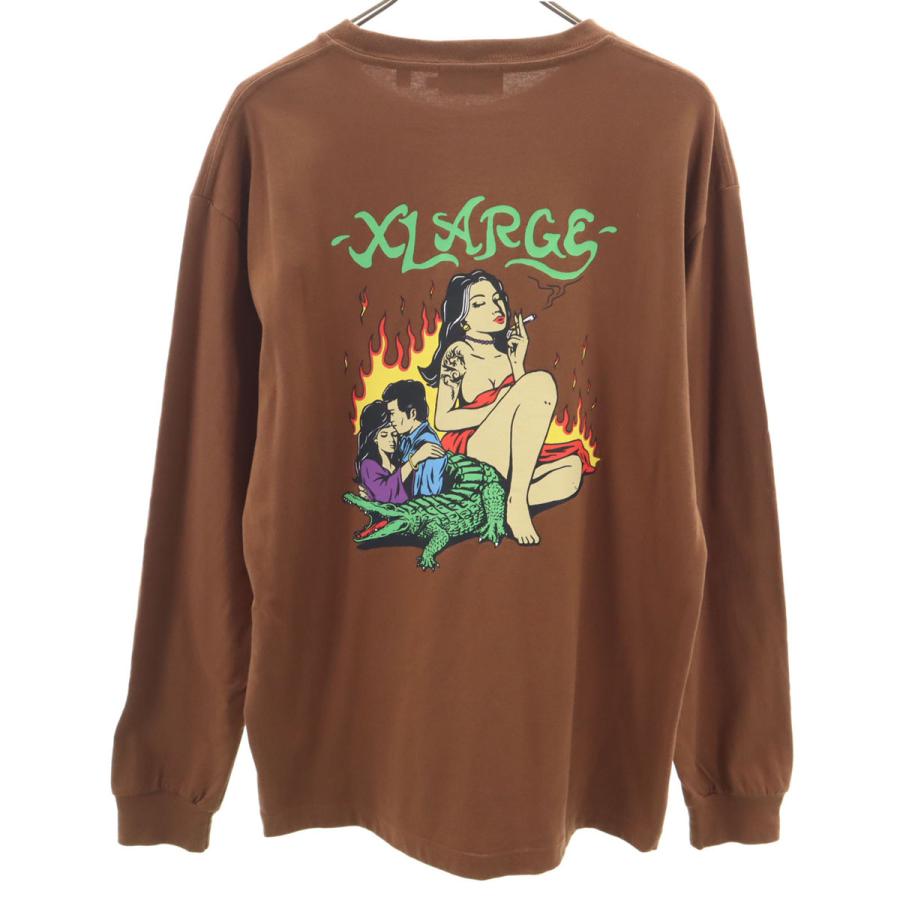 XLARGE（エクストラ ラージ） バックプリント 長袖 Tシャツ L ブラウン