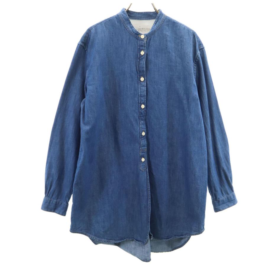 無印良品（MUJI） 長袖 ダンガリーデニム バンドカラーシャツ L ブルー
