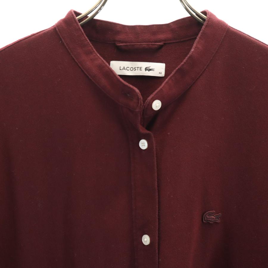LACOSTE（ラコステ） 長袖 バンドカラー シャツワンピース 40 ボルドー