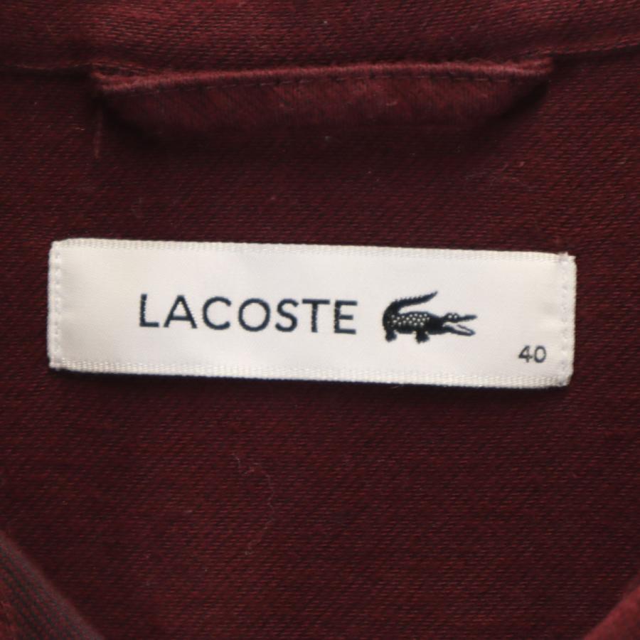 LACOSTE（ラコステ） 長袖 バンドカラー シャツワンピース 40 ボルドー