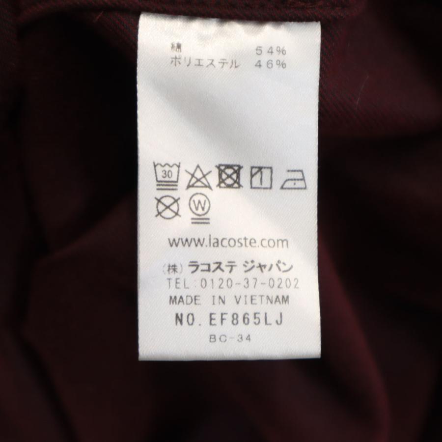 LACOSTE（ラコステ） 長袖 バンドカラー シャツワンピース 40 ボルドー