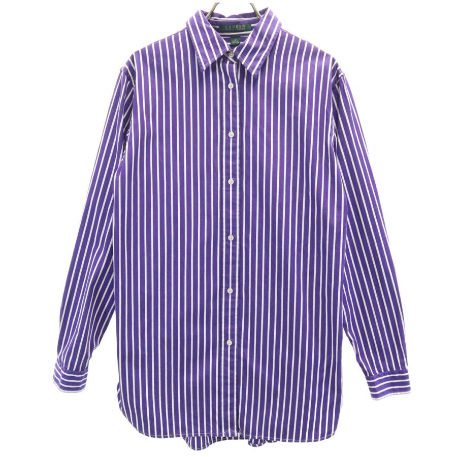 美品♪ラルフローレン　コットン　シャツ　長袖　ストライプ　レディースM〜L相当 LAUREN RALPH LAUREN（ローレン ラルフローレン） ストライプ柄 長袖