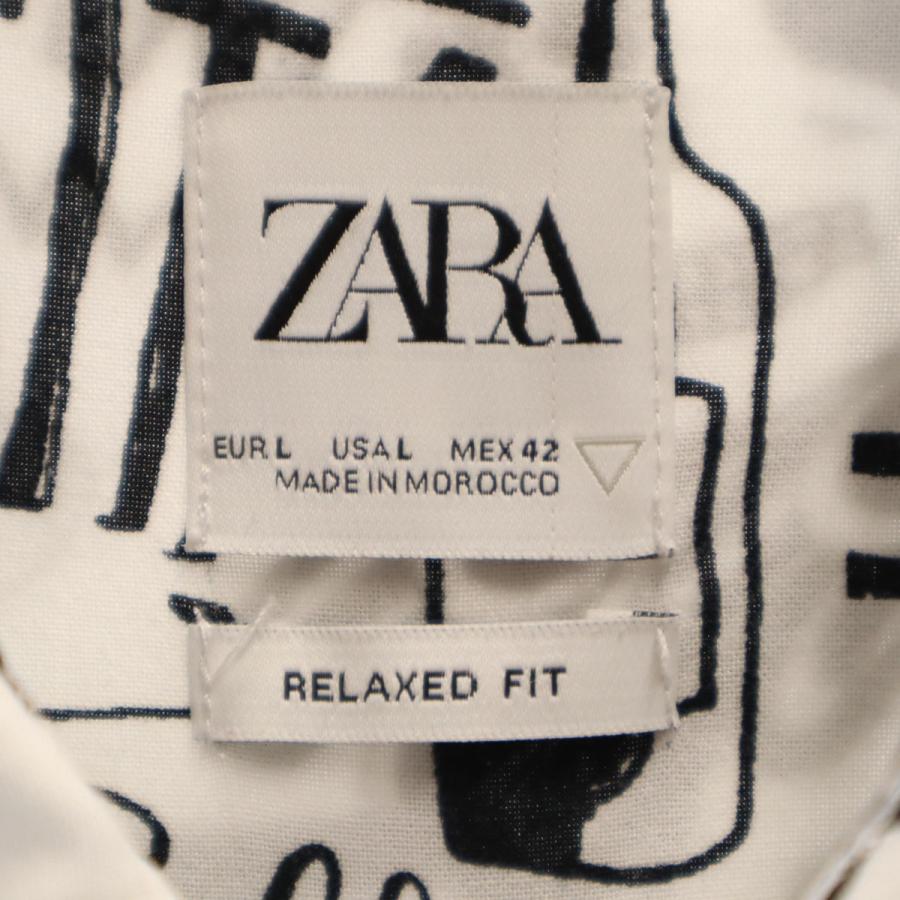 ZARA（ザラ） 総柄 長袖 シャツ L ホワイト系 メンズ 古着 中古