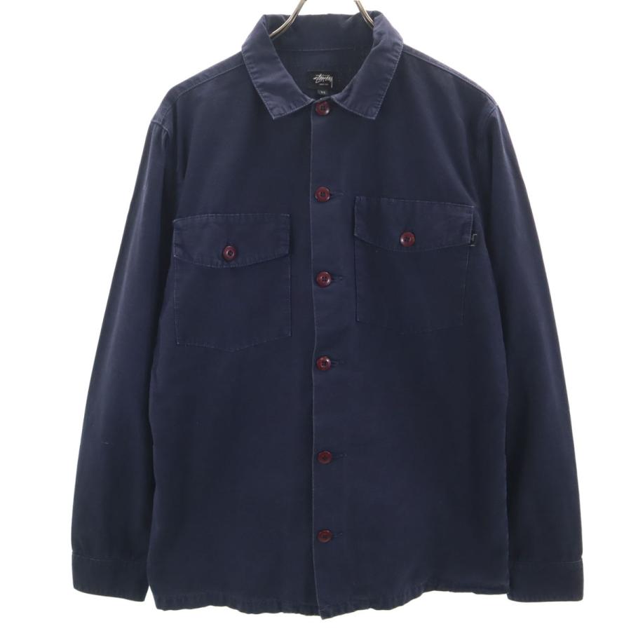 STUSSY（ステューシー） USA製 長袖 ワークシャツ M ネイビー メンズ