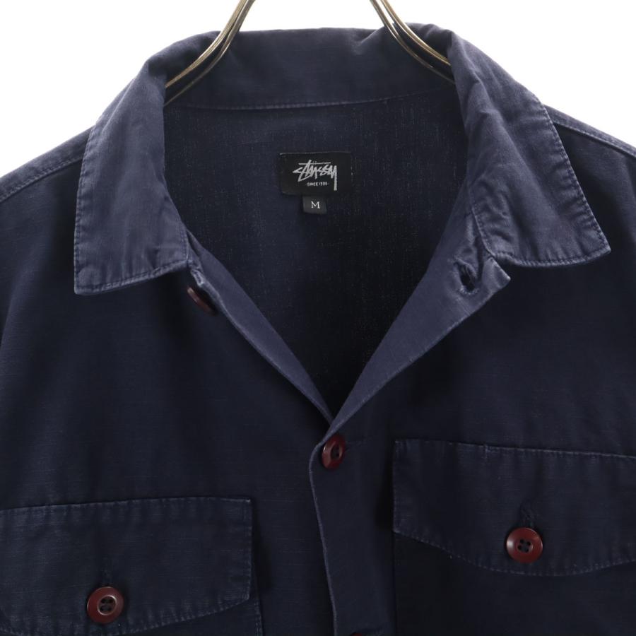 STUSSY（ステューシー） USA製 長袖 ワークシャツ M ネイビー メンズ