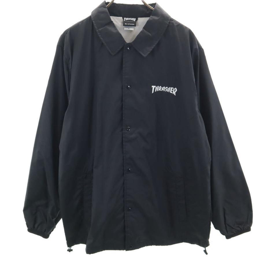 古着 THRASHER スラッシャー コーチジャケット XL ブラック メンズ THRASHER（スラッシャー） コーチジャケット XL ブラック メンズ 古着