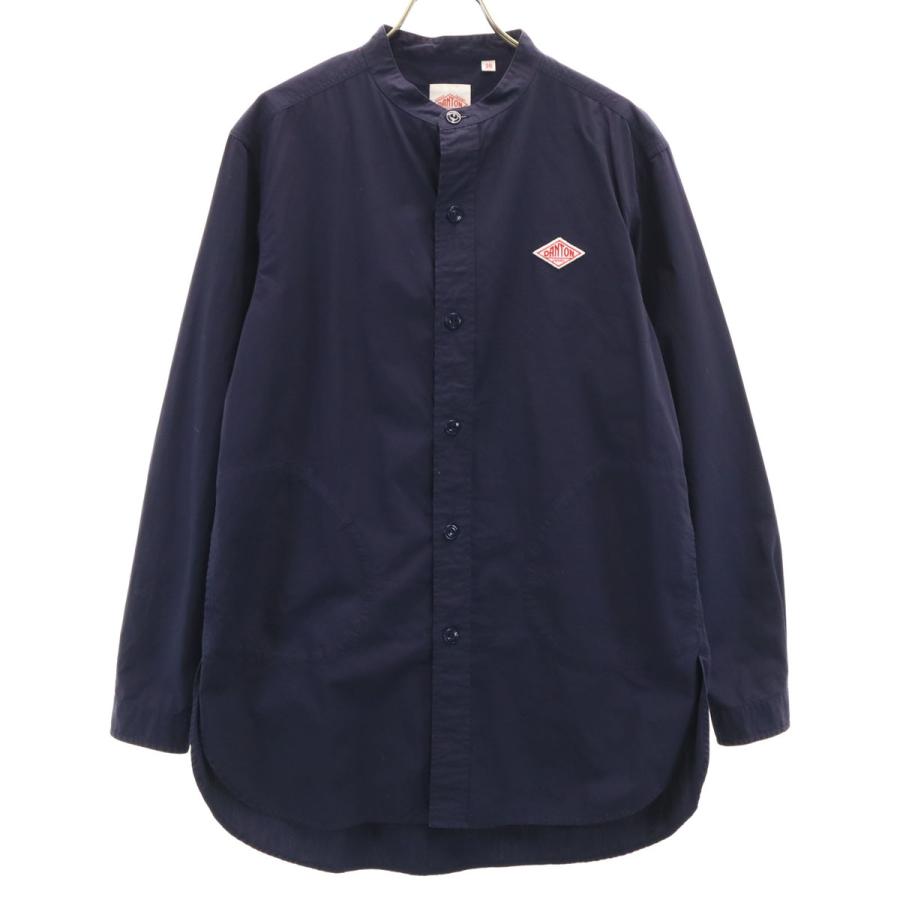 Danton（ダントン） 日本製 長袖 バンドカラーシャツ 38 ネイビー