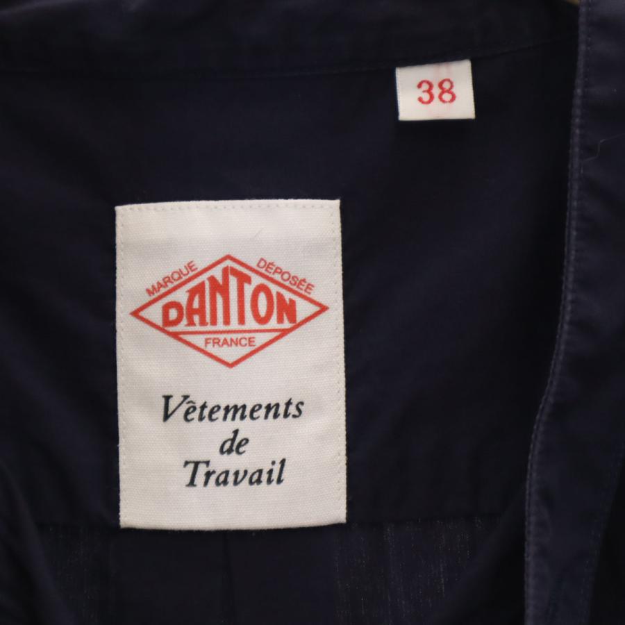 Danton（ダントン） 日本製 長袖 バンドカラーシャツ 38 ネイビー