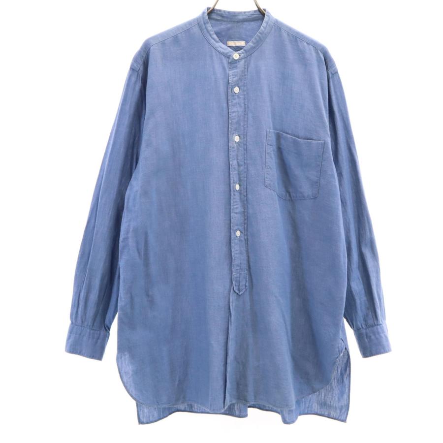 【定番】COMOLI コモリ 長袖シャツ ブルー サイズ2 COMOLI（コモリ） 日本製 長袖 インディゴ染め バンドカラーシャツ 2