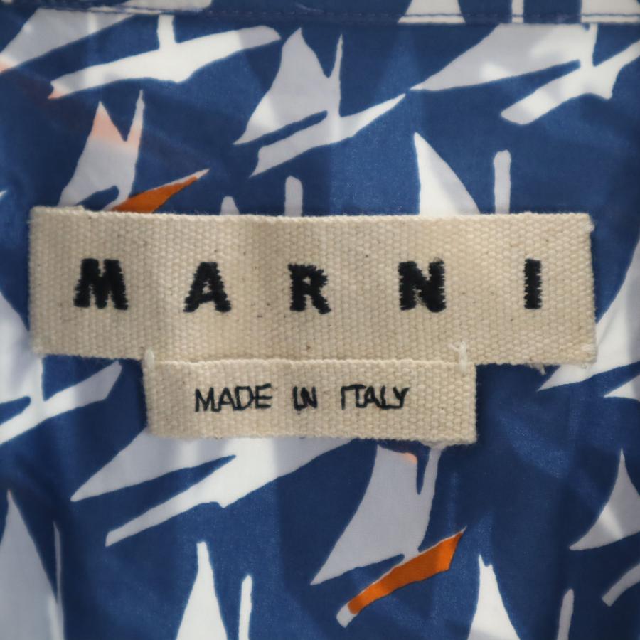 MARNI（マルニ） イタリア製 ヨット柄 長袖 コットンシャツ 46 ブルー