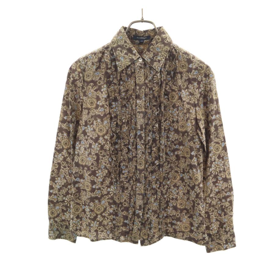 BURBERRY LONDON バーバリーロンドン 花柄 長袖 コットンシャツ 38