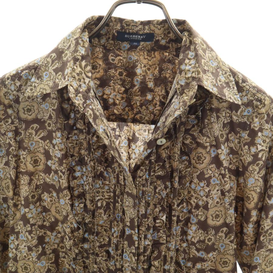 BURBERRY LONDON バーバリーロンドン 花柄 長袖 コットンシャツ 38 