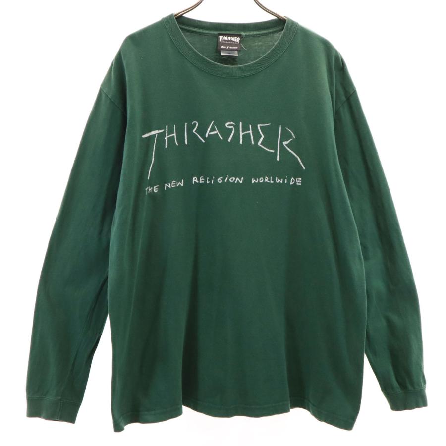 THRASHER（スラッシャー） 長袖 Tシャツ XL グリーン ロンT メンズ
