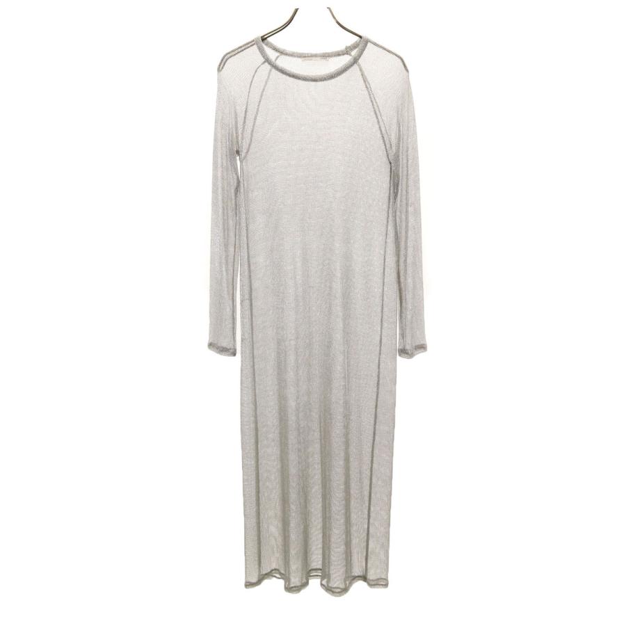 ZARA（ザラ） 長袖 メッシュ ワンピース S シルバー レディース 古着