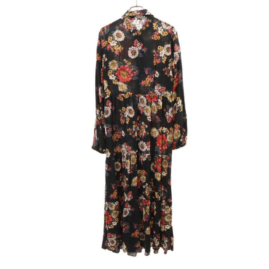 ZARA WOMAN ザラウーマン 花柄 長袖 シャツワンピース M ブラック