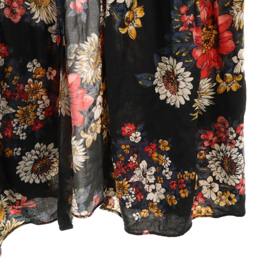 ZARA WOMAN ザラウーマン 花柄 長袖 シャツワンピース M ブラック