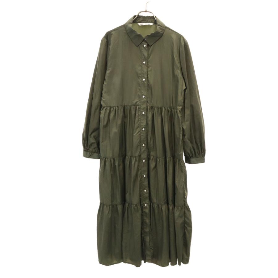 ZARA（ザラ） 長袖 シャツワンピース S カーキ レディース 古着 中古