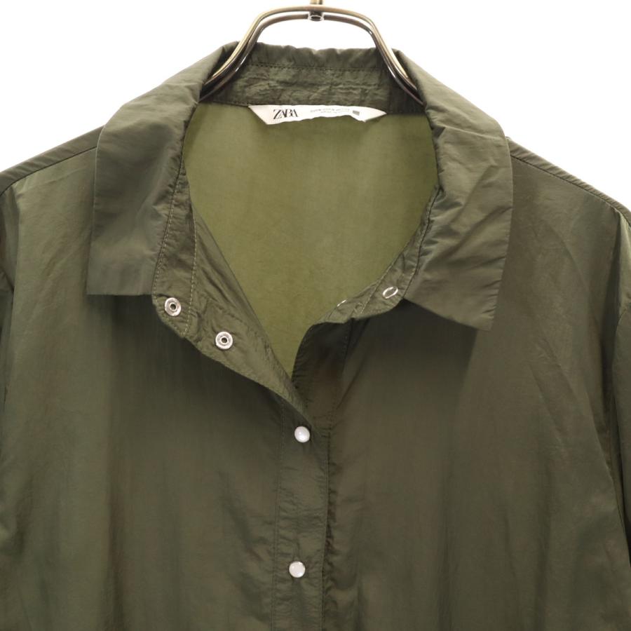 ZARA（ザラ） 長袖 シャツワンピース S カーキ レディース 古着 中古