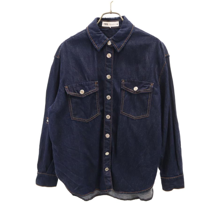 ZARA（ザラ） 長袖 デニムシャツ XS インディゴ ロールアップ袖
