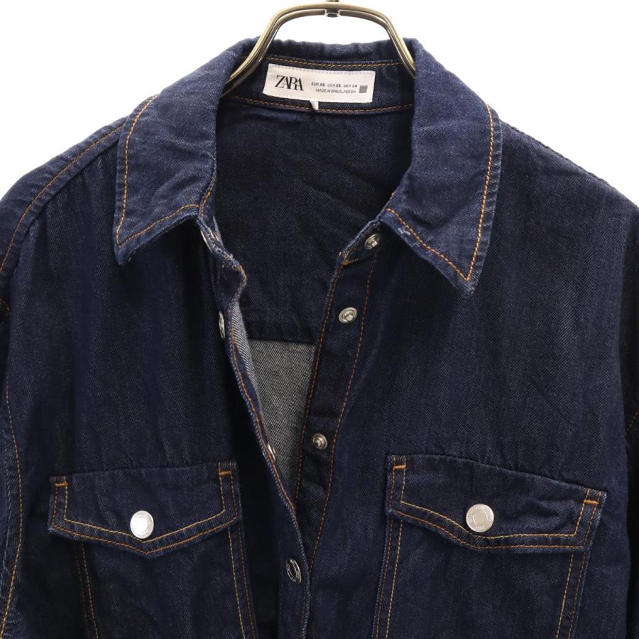 ZARA（ザラ） 長袖 デニムシャツ XS インディゴ ロールアップ袖