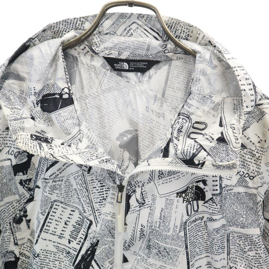 古着 THE NORTH FACE ノースフェイス ニュースペーパー柄 ウインドブレーカー M ホワイト NF0A3C7O アウトドア ジャケット レディース THE NORTH FACE（ザ ノースフェイス） ノースフェイス ニュース