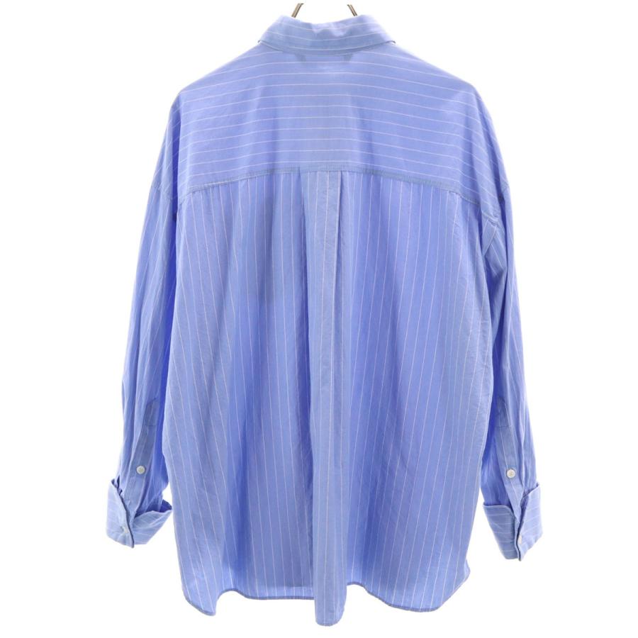 ZARA（ザラ） ストライプ柄 長袖 シャツ L ブルー系 メンズ 古着 中古