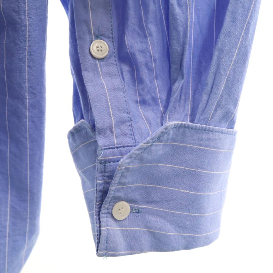 ZARA（ザラ） ストライプ柄 長袖 シャツ L ブルー系 メンズ 古着 中古