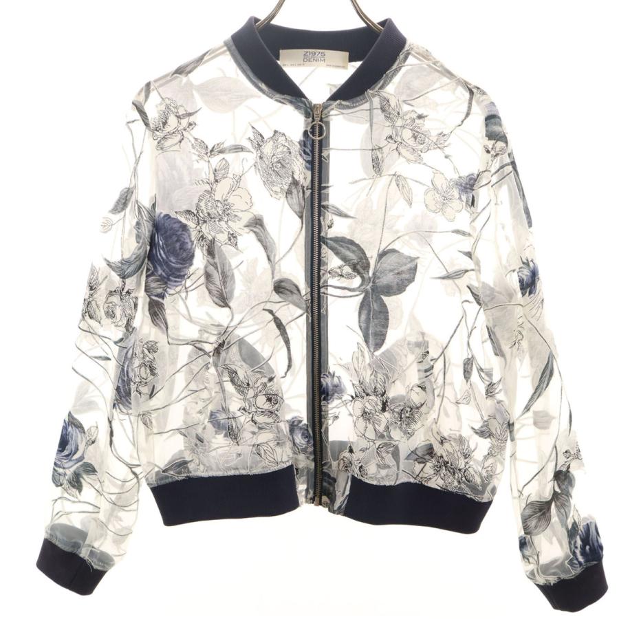 ZARA BASIC（ザラベーシック） 花柄 シースルー ボンバー ジャケット L
