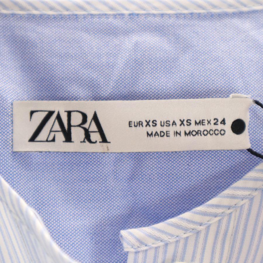 ZARA（ザラ） 未使用 ストライプ柄 長袖 シャツワンピース XS ブルー系 